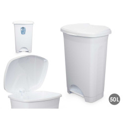 BALDE DO LIXO PLASTICO COM PEDAL 50L BRANCO
