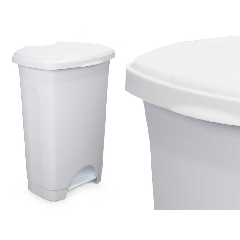 BALDE DO LIXO PLASTICO COM PEDAL 50L BRANCO