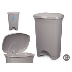 BALDE DO LIXO PLASTICO COM PEDAL 50L CINZENTO