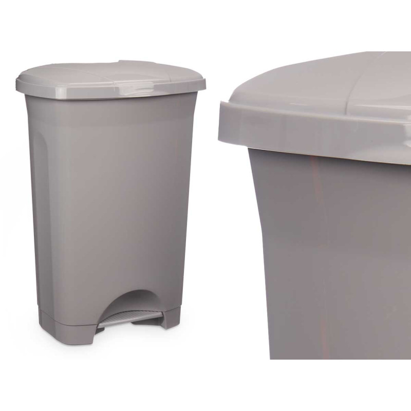 BALDE DO LIXO PLASTICO COM PEDAL 50L CINZENTO