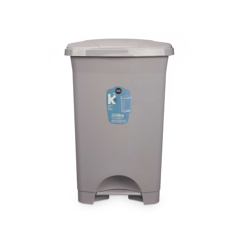BALDE DO LIXO PLASTICO COM PEDAL 50L CINZENTO