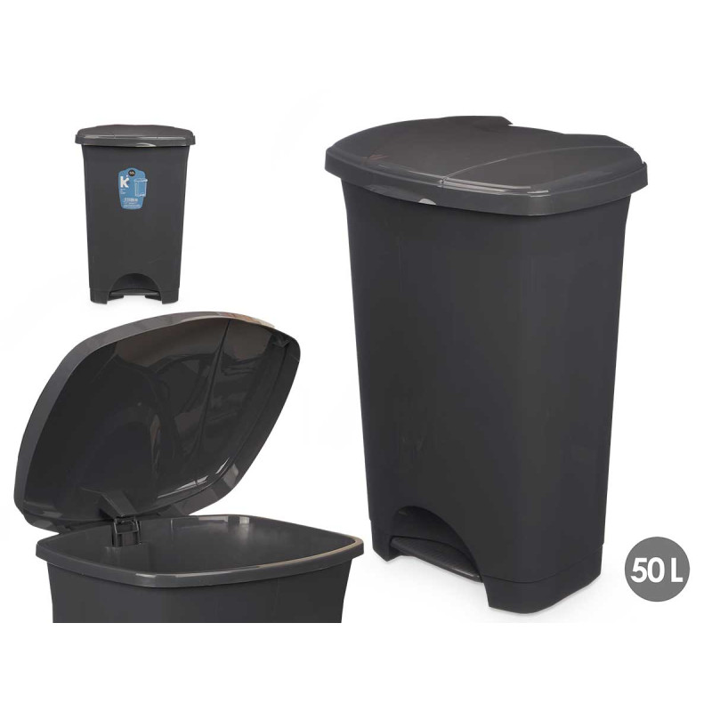 PLASTIC PEDAL BIN 50L ANTHRACITE