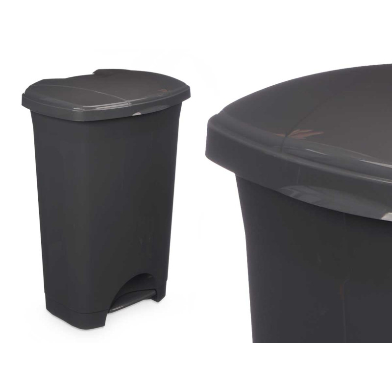 BALDE DO LIXO PLASTICO COM PEDAL 50L ANTRACITE