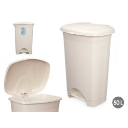BALDE DO LIXO PLASTICO COM PEDAL 50L BEGE