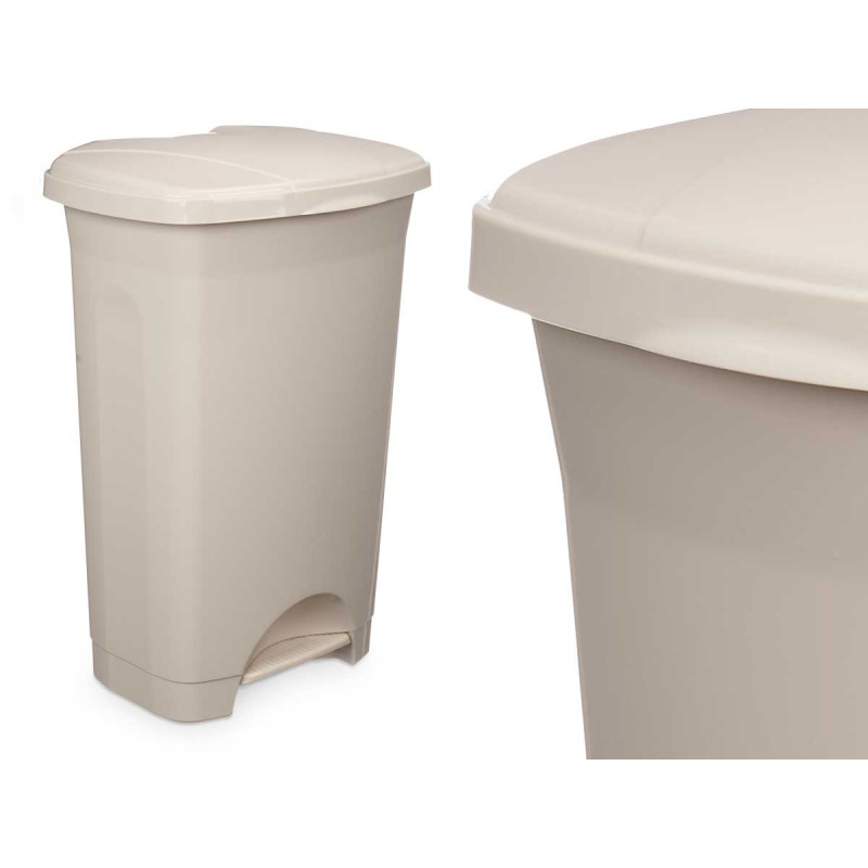 BALDE DO LIXO PLASTICO COM PEDAL 50L BEGE
