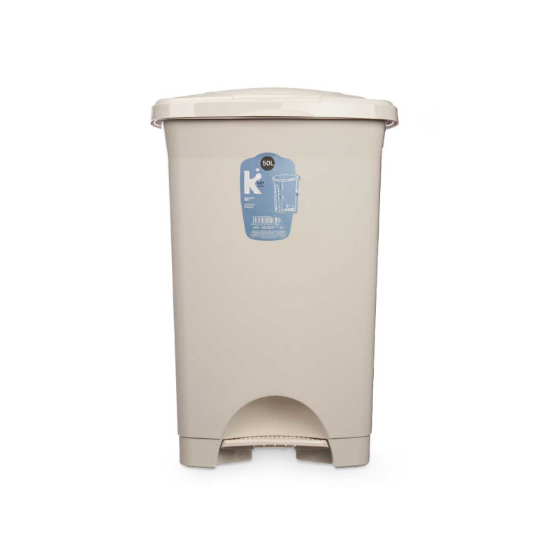 BALDE DO LIXO PLASTICO COM PEDAL 50L BEGE