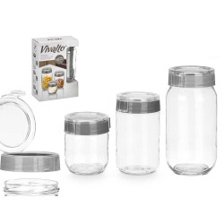 SET 3 BARATTOLO TAPPO GRIGIO 425 660 1000ML