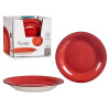 PLATO POSTRE GRES ROJO BORDE 19CM