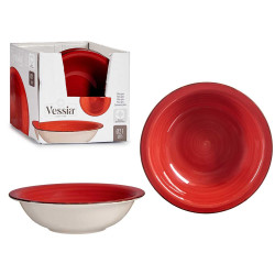 ASSIETTE CREUSE GRES ROUGE REBORD 21CM