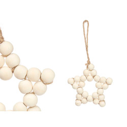 PENDENTIF ÉTOILE BOULES BOIS NATUREL MOYEN