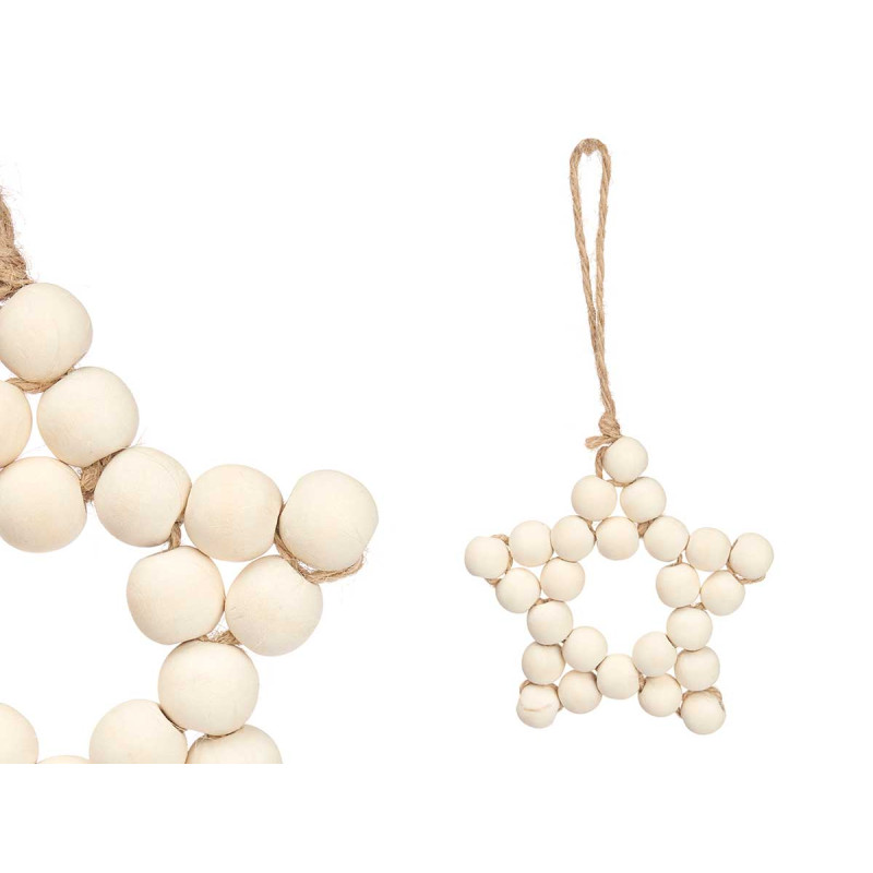 PENDENTIF ÉTOILE BOULES BOIS NATUREL MOYEN