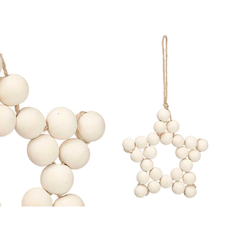 PENDENTIF ÉTOILE BOULES BOIS NATUREL GRAND
