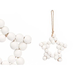 PENDENTIF ÉTOILE BOULES BOIS BLANC GRAND