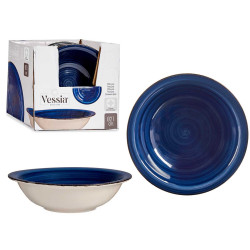 ASSIETTE CREUSE GRES BLEU REBORD 21CM