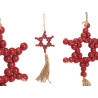 WOODEN RED PENDANT STAR BEADS FRINGE MEDIUM