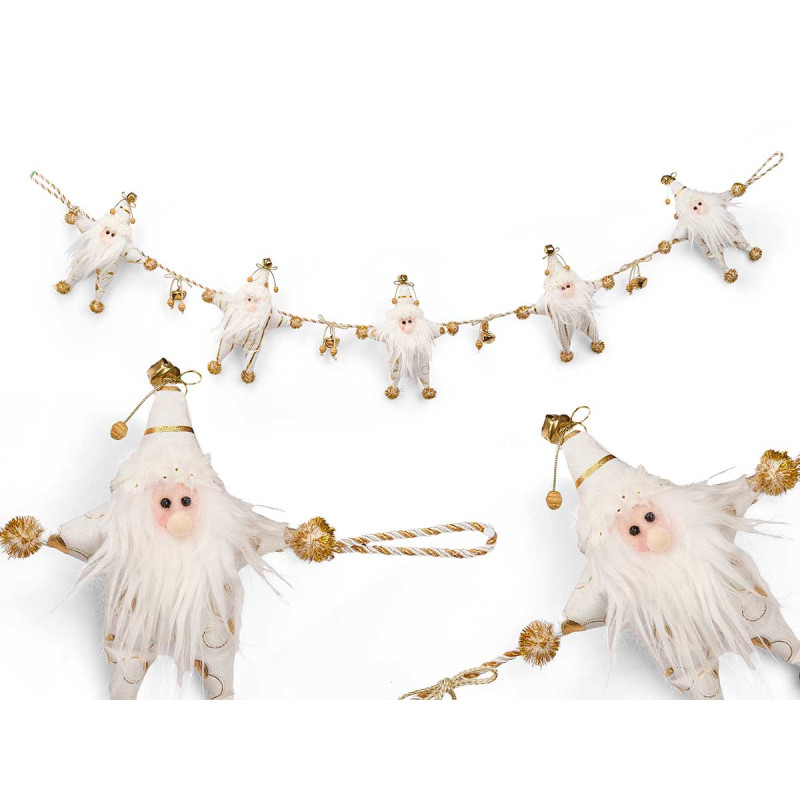 GRINALDA TECIDO PAI NATAL BRANCO DOURADO 160CM