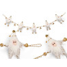 WHITE AND GOLD FABRIC GARLAND SANTA 160CM