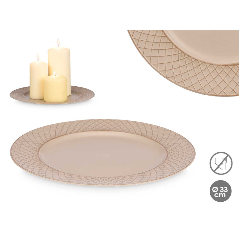 BOUGEOIR LOSANGES TAUPE VIEILLI 33CM