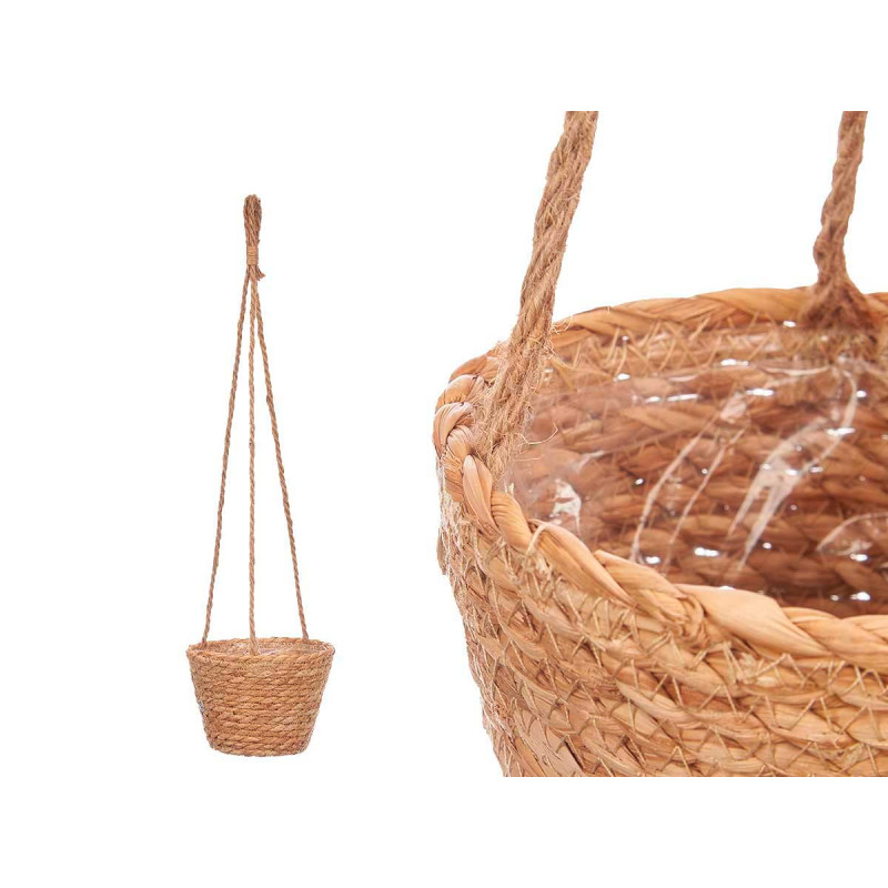 VASO PARA PENDURAR CONICO DE ESPARTO 15CM