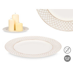 BOUGEOIR LOSANGES BLANC VIEILLI 33CM