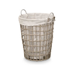 ROUND BASKET WITH HANDLES GREY