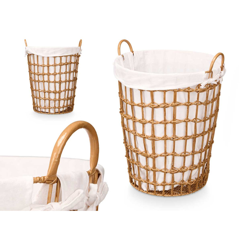 ROUND BASKET WITH HANDLES NATURAL