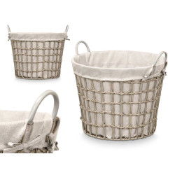 LOW ROUND BASKET WITH HANDLES GREY