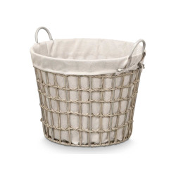 LOW ROUND BASKET WITH HANDLES GREY