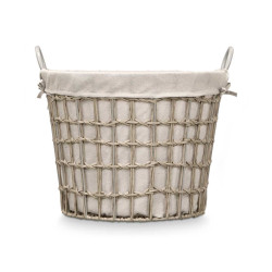 LOW ROUND BASKET WITH HANDLES GREY