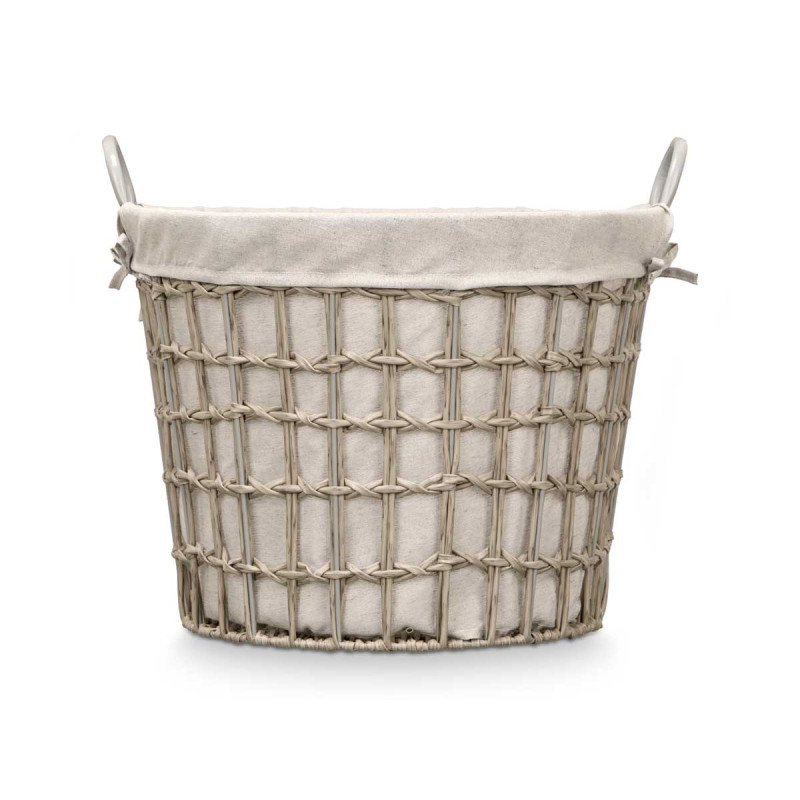 LOW ROUND BASKET WITH HANDLES GREY