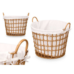 PANIER ROND BAS AVEC POIGNÉES NATUREL