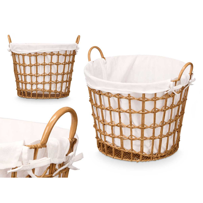 PANIER ROND BAS AVEC POIGNÉES NATUREL