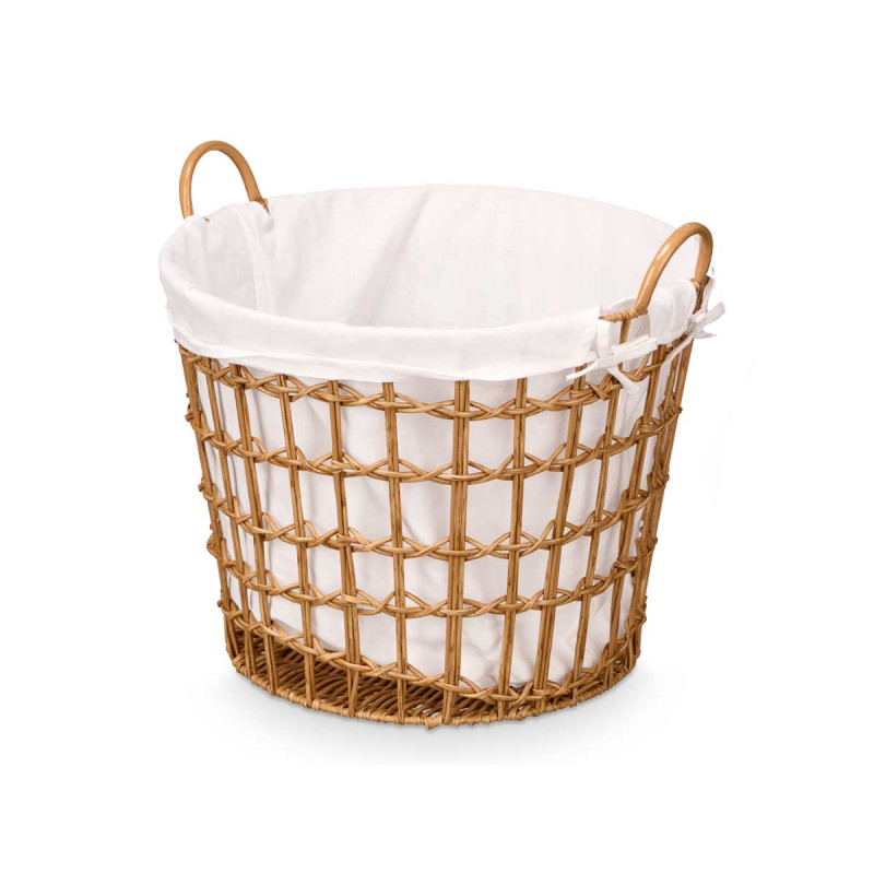 PANIER ROND BAS AVEC POIGNÉES NATUREL