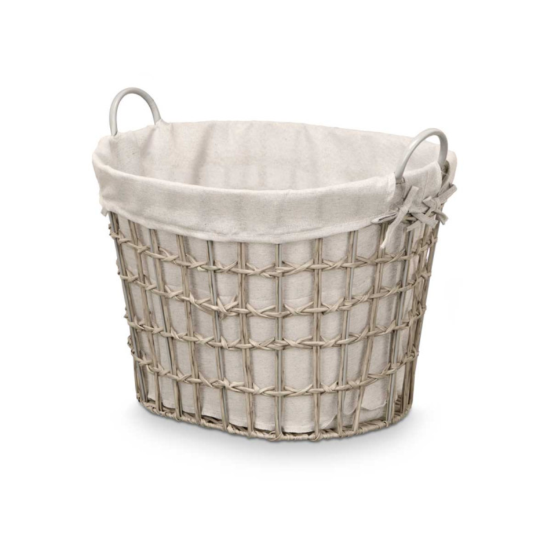 CESTO OVAL ASAS CINZENTO