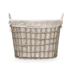 LOW OVAL BASKET WITH  HANDLES GREY