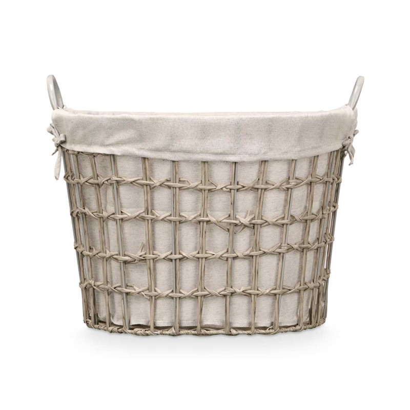 PANIER OVALE BAS AVEC POIGNÉES GRIS