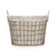 LOW OVAL BASKET WITH  HANDLES GREY