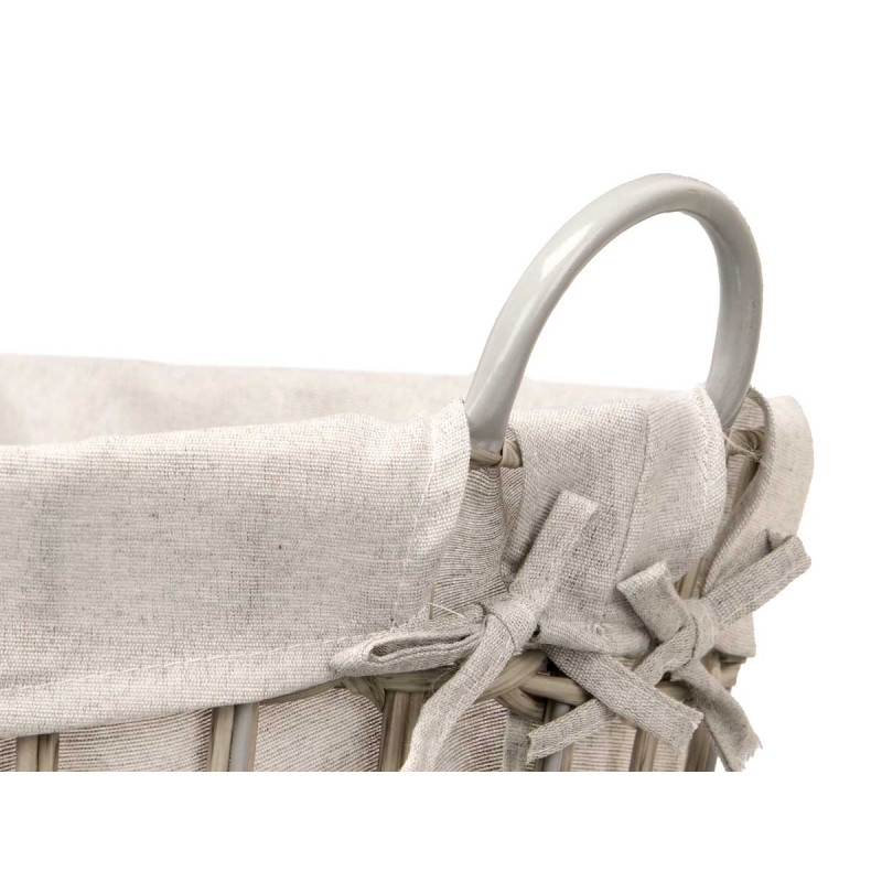 PANIER OVALE BAS AVEC POIGNÉES GRIS