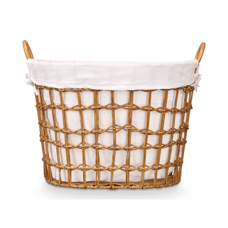 LOW OVAL BASKET WITH  HANDLES NATURAL