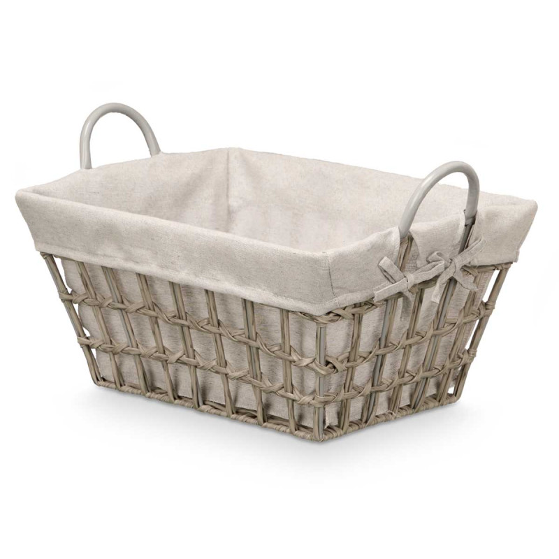 CESTO RECTANGULAR ASAS CINZENTO