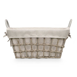 RECTANGULAR BASKET WITH HANDLES GREY