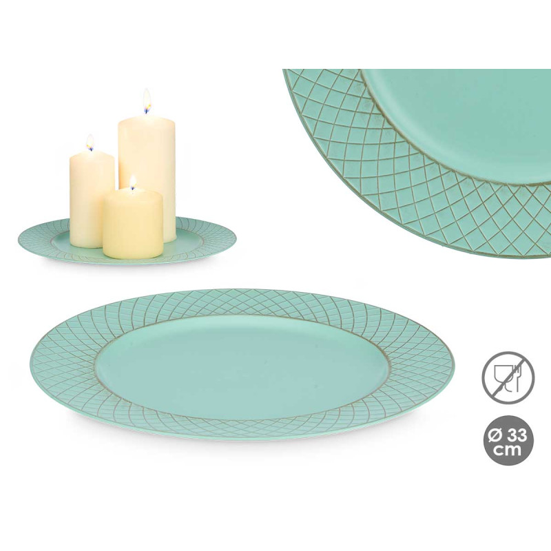 BOUGEOIR LOSANGES VERT VIEILLI 33CM