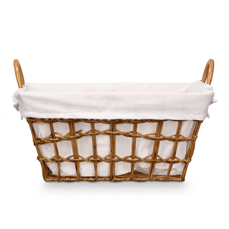 RECTANGULAR BASKET WITH HANDLES NATURAL