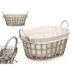 PANIER OVALE AVEC POIGNÉES GRIS PETIT
