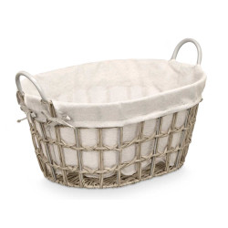 OVAL BASKET WITH  HANDLES GREY SMALL