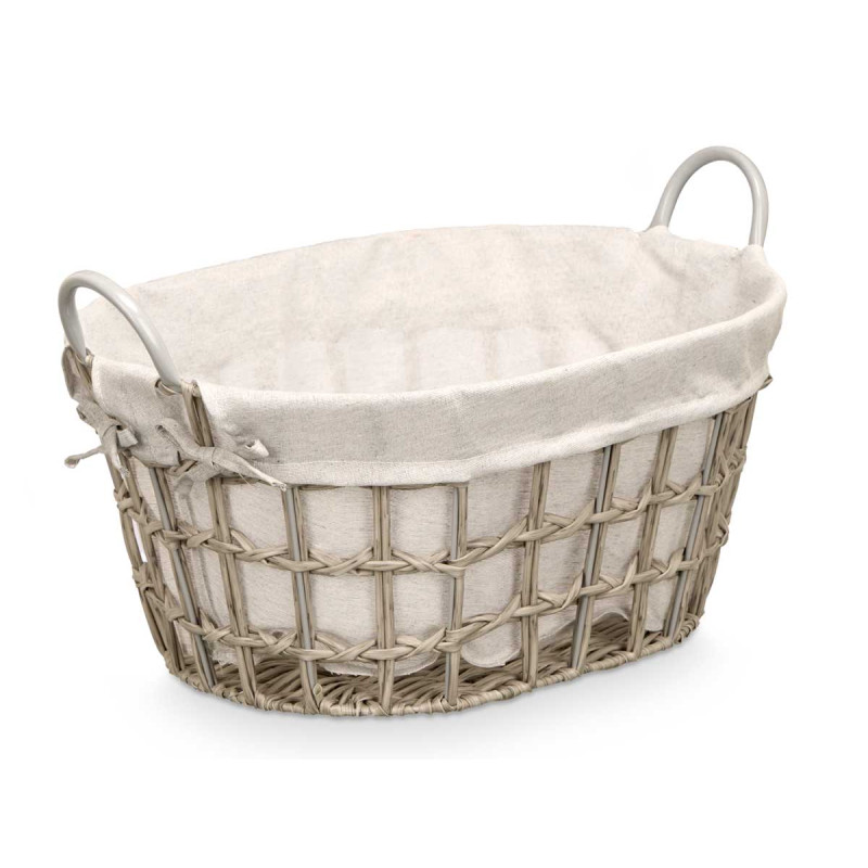 PANIER OVALE AVEC POIGNÉES GRIS PETIT