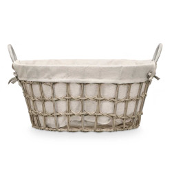 OVAL BASKET WITH  HANDLES GREY SMALL