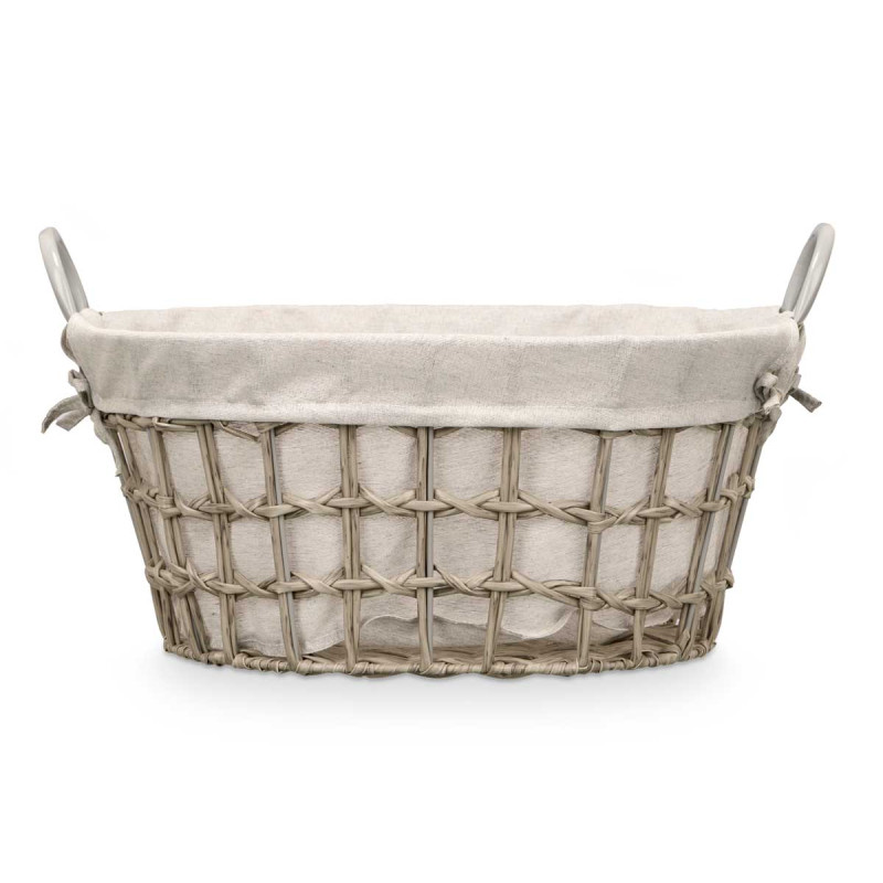 PANIER OVALE AVEC POIGNÉES GRIS PETIT