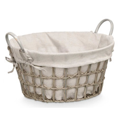 ROUND BASKET WITH HANDLES GREY SMALL