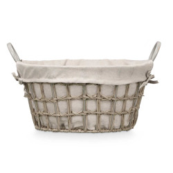 ROUND BASKET WITH HANDLES GREY SMALL